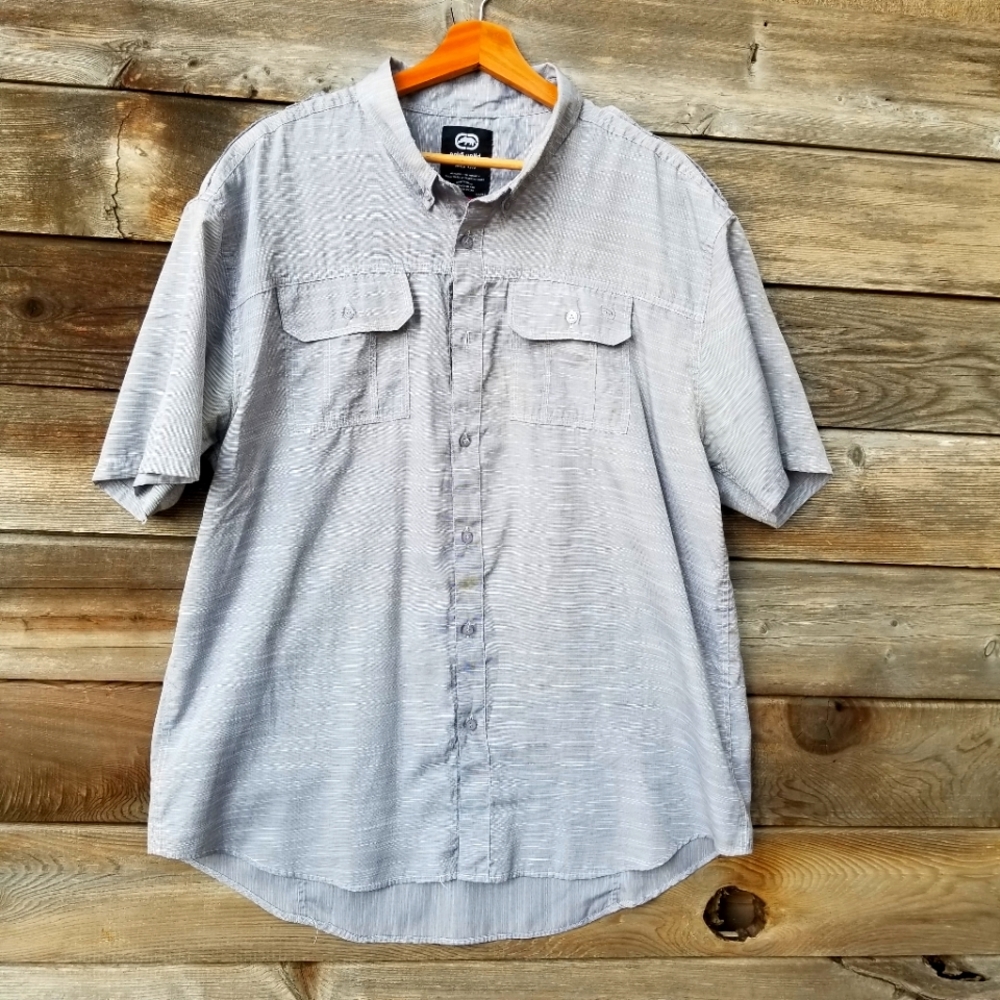 Ecko Unltd. XXL Men's Short Sleeve Button Shirt Grey